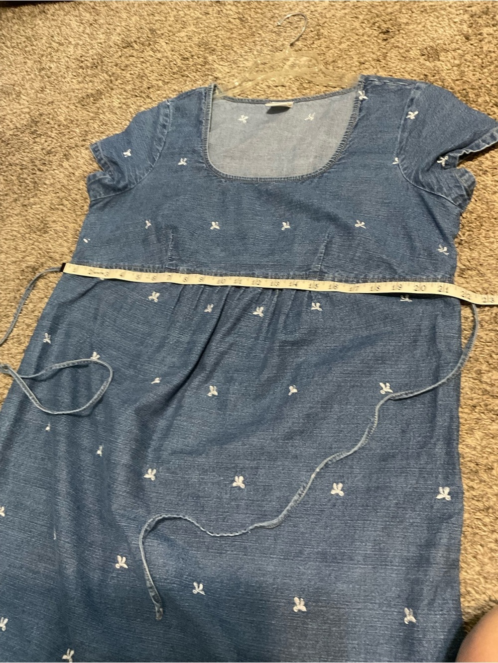 Motherhood Maternity Embroidered Denim Dress with Ties Large - Picture 8 of 9